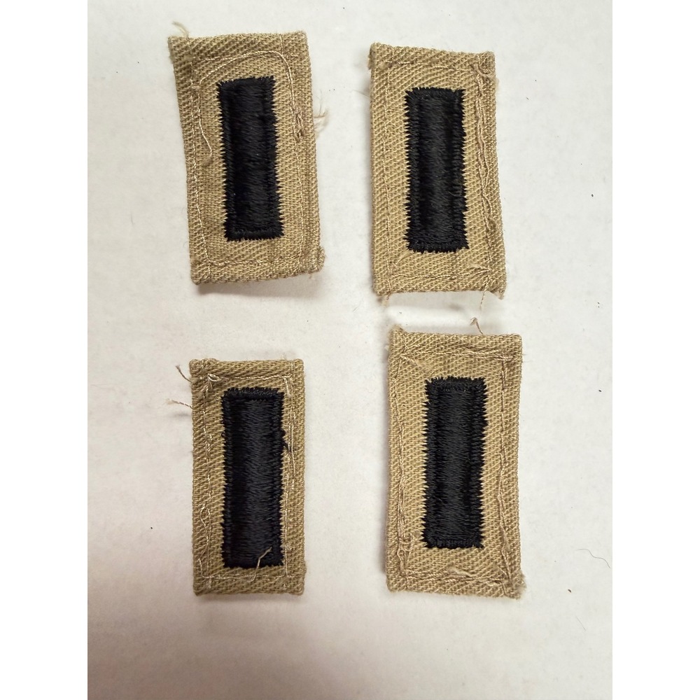 Vintage US Army 1st Lieutenant 1LT Rank Insignia Sew On Patches Tan Black 4 lot